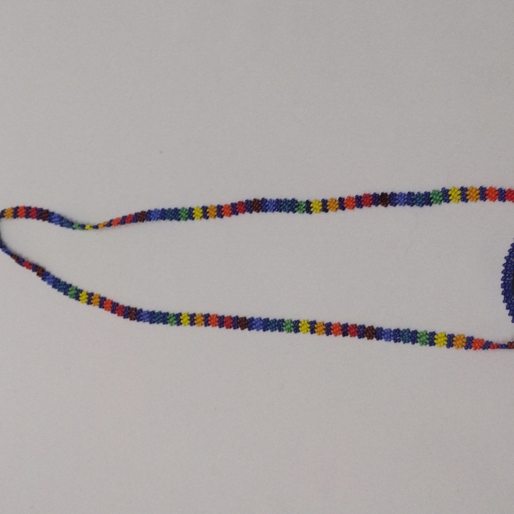Beaded Pouch Pocket Necklace Colorful Sun - Picture 6 of 8